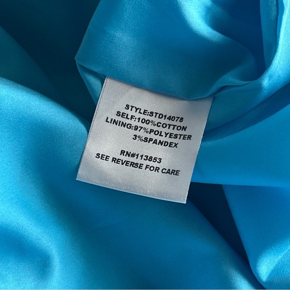 Sugarlips Turquoise Blue Dress Smocked Boho Puff Sleeves Size Medium 100% Cotton - Picture 4 of 10